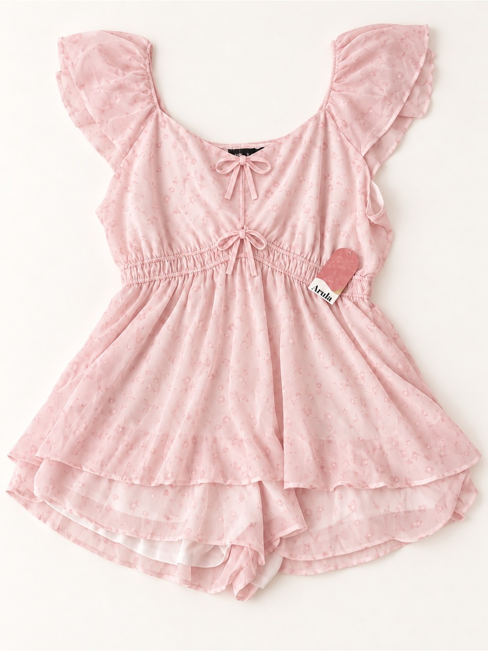 Arula Pink Flutter-Sleeve 2XL Romper